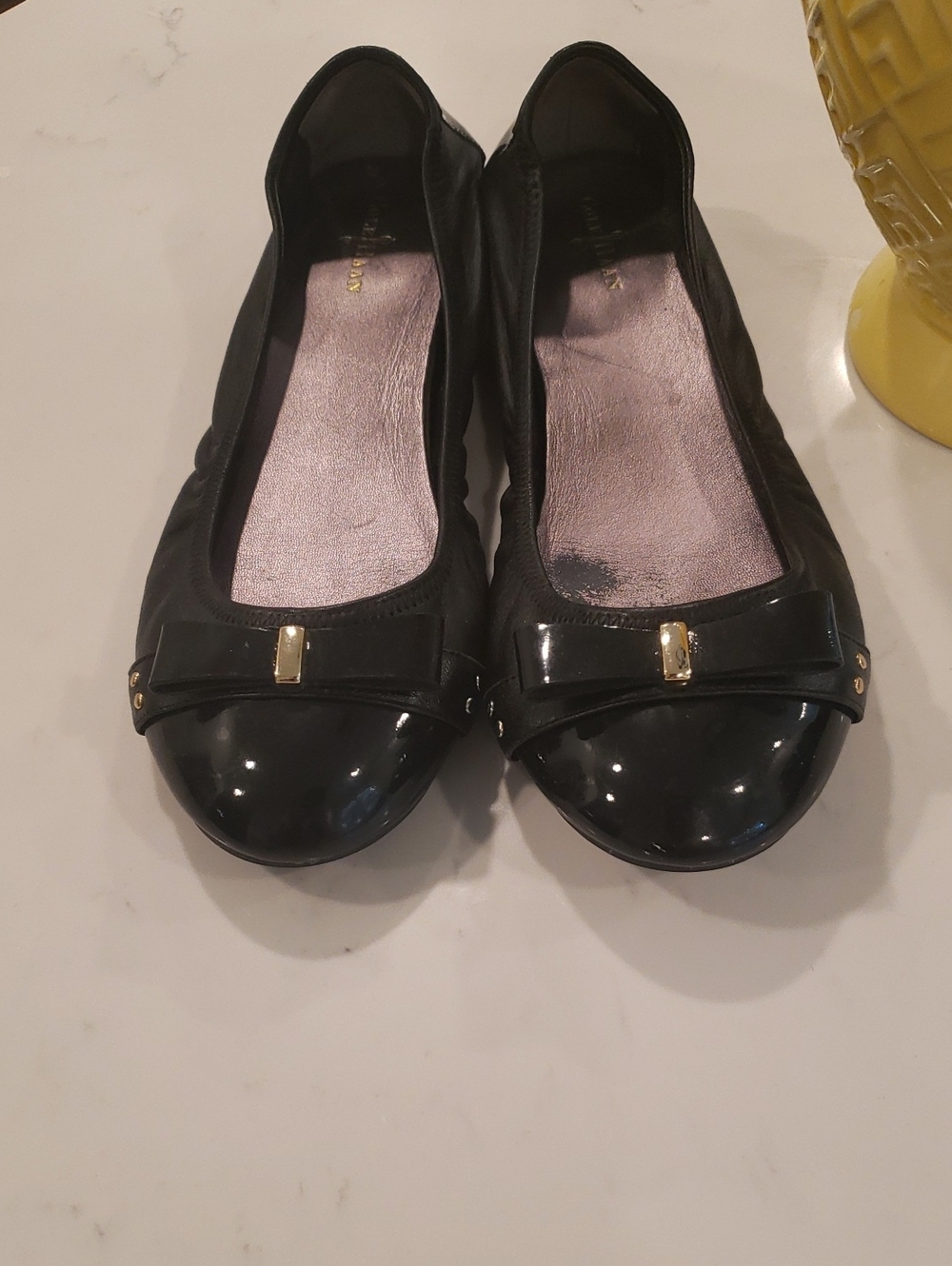 Cole Haan Nike Air Black Patent Toe Bow Ballet Flats
